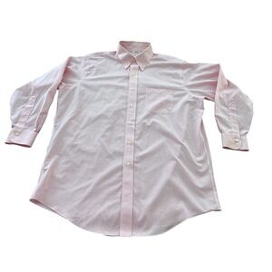 Brooks Brothers Men Pink Micro Check NonIron Dress Shirt Traditional Fit 16.5-32